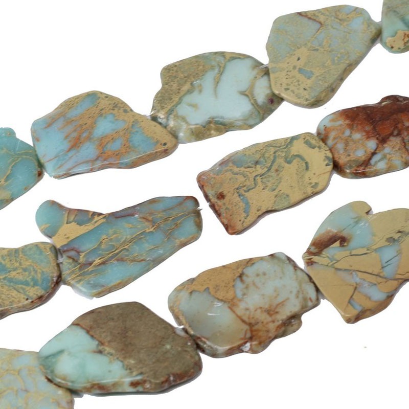 Slice African Opal Bead Half Strand 20-50mm Slab Aqua Terra Jasper 