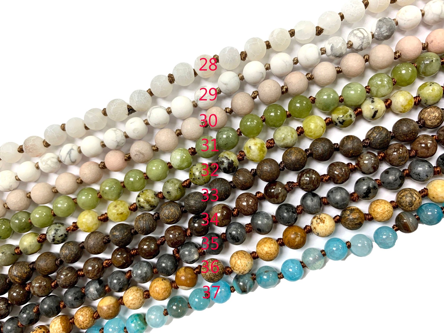 Handmade Double Knotted Gemstone Long Necklaces 52 inches long (6mm ...