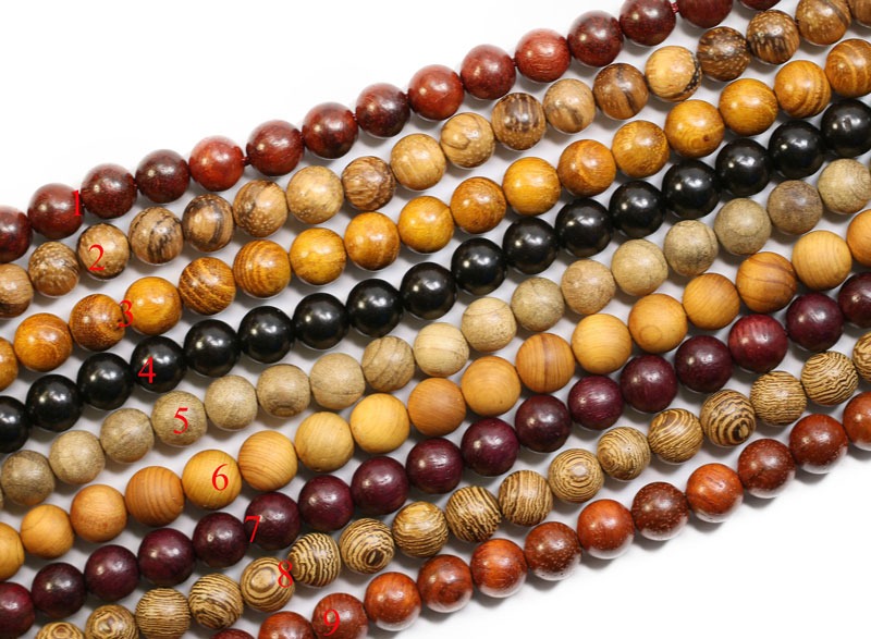 8mm Round Wood Bead Strands (16 Inches Long)
