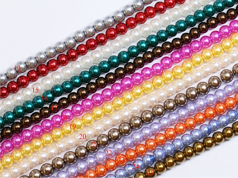 Lovely Bead 6mm Glass Pearl Round Bead Strands 16 Inches Long