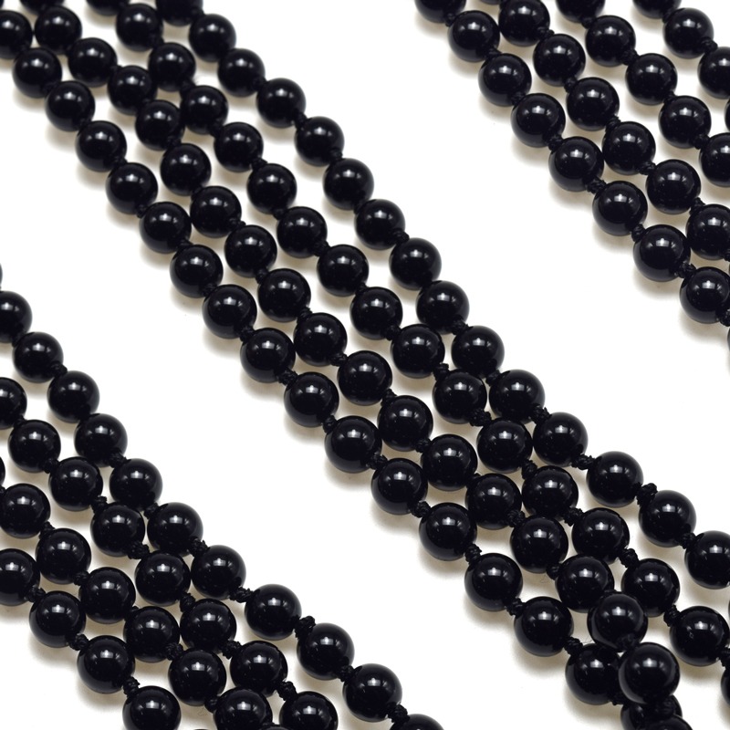 8mm Black Glass knotted 36 inches black line