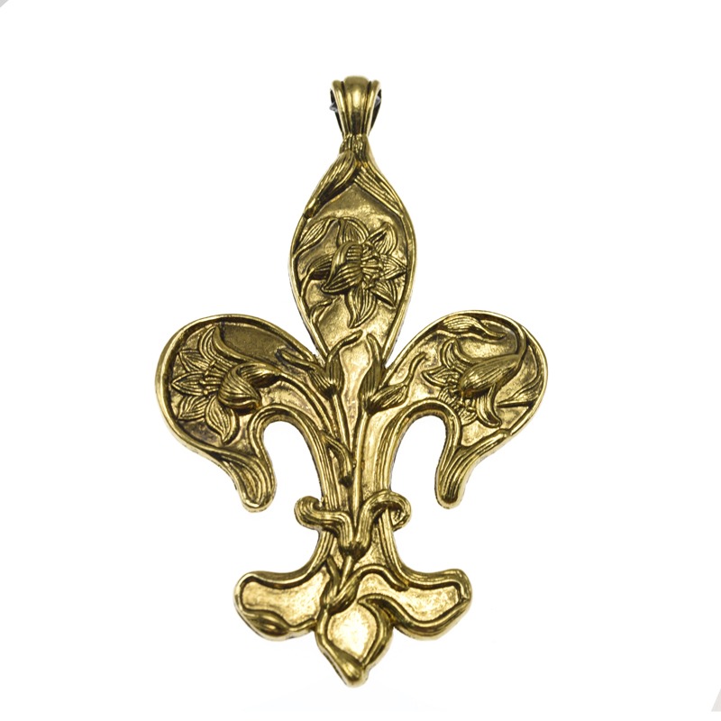 Beads,Antiqued Gold Pewter (alloy),Fleur De Lis/Feathers 50×74 mm ...