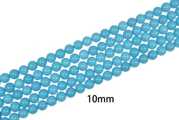 Hight Quality Blue Smooth Round Magnesite Turquoise Bead Strand (15 Inches Long) - Image 4