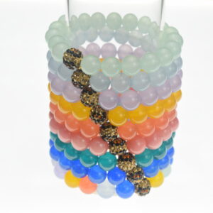 10mm White Stone + Sticky Diamond Ball Beaded Bracelet