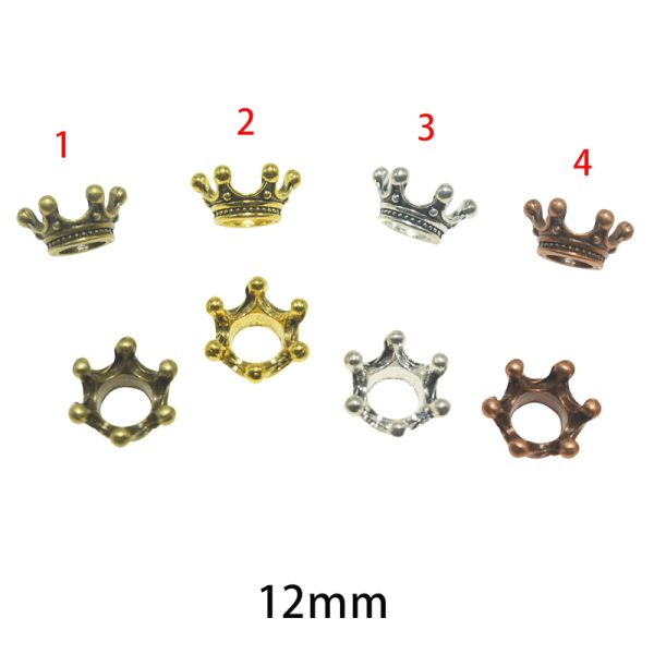 12x6mmHole：6mm Lead Free Pewter Crown Charm A43684
