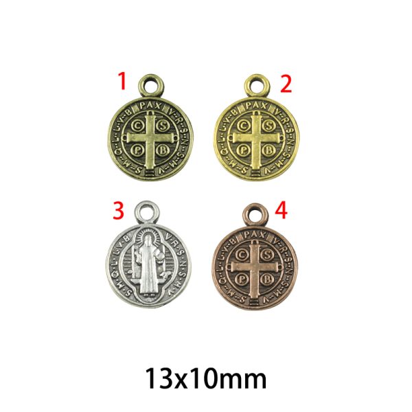 13x10mm Lead Free Pewter Saint Benedict Religious Charm A16996