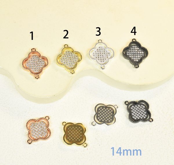 14mm Pave CZ Clover Connector
