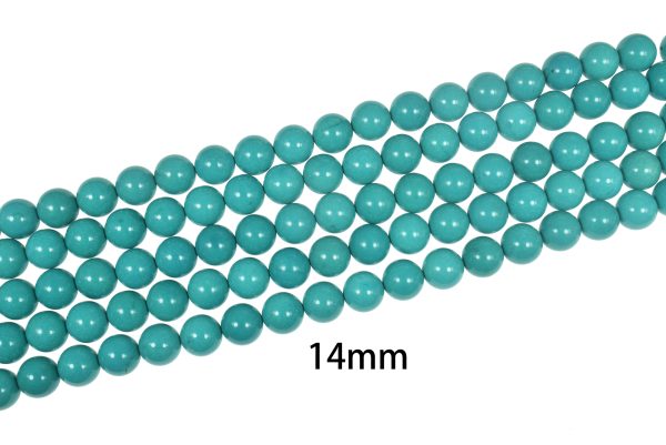 Hight Quality Green Smooth Round Magnesite Turquoise Bead Strand (15 Inches Long) - Image 7