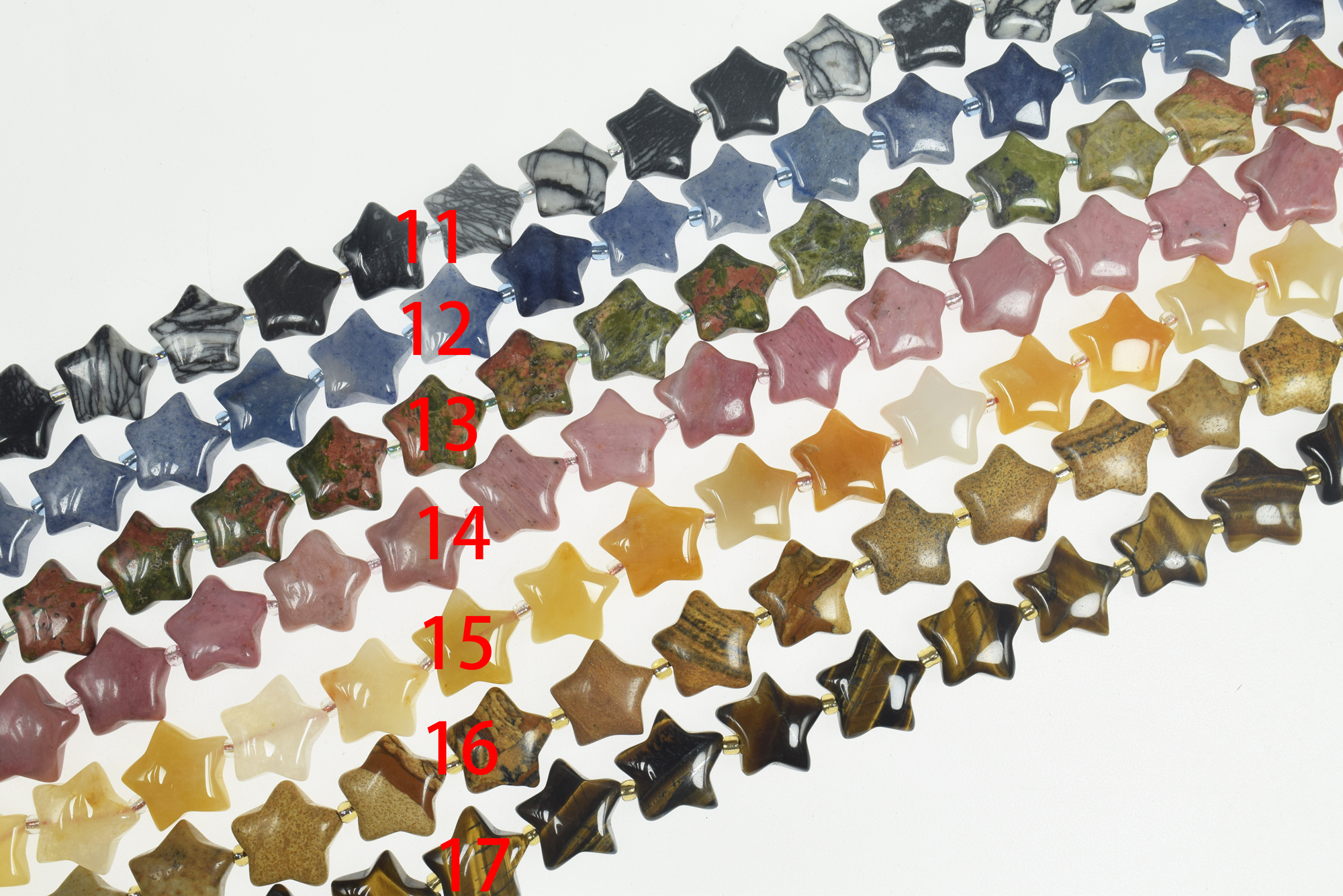 15mm Smooth Star Shape Natural Gemstone Bead Strands (15 Inches Long) - Image 3