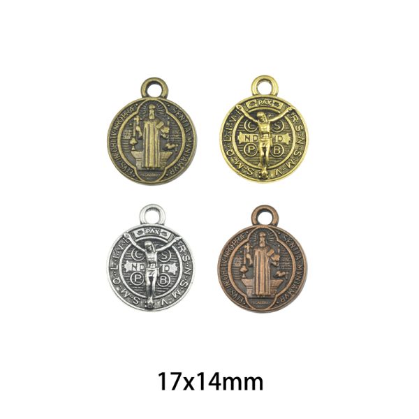 17x14mm Lead Free Pewter Saint Benedict Religious Charm A37166