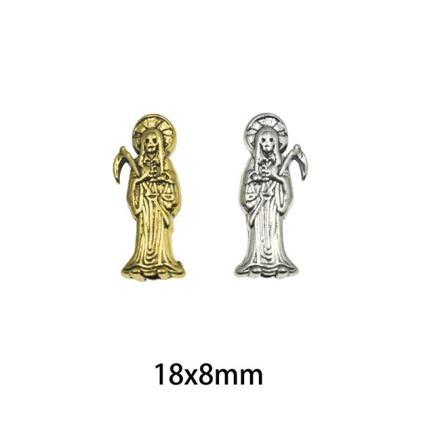 18x8mm Lead Free Pewter (Saint Death) Santa Muerte Charm A43795