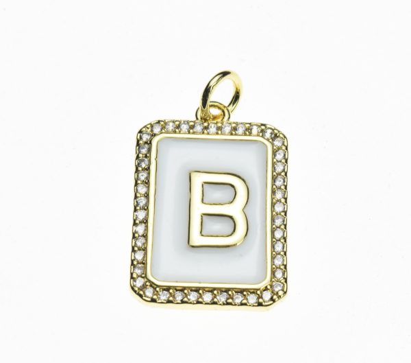 20X13mm Pave CZ Gold Alphabet Letter Enamel Pendants - Image 4