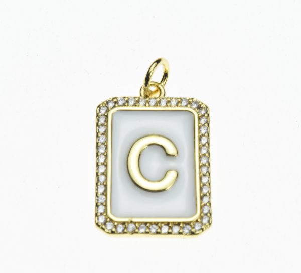 20X13mm Pave CZ Gold Alphabet Letter Enamel Pendants - Image 5