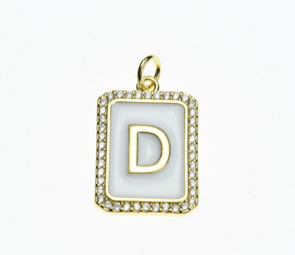 20X13mm Pave CZ Gold Alphabet Letter Enamel Pendants - Image 27