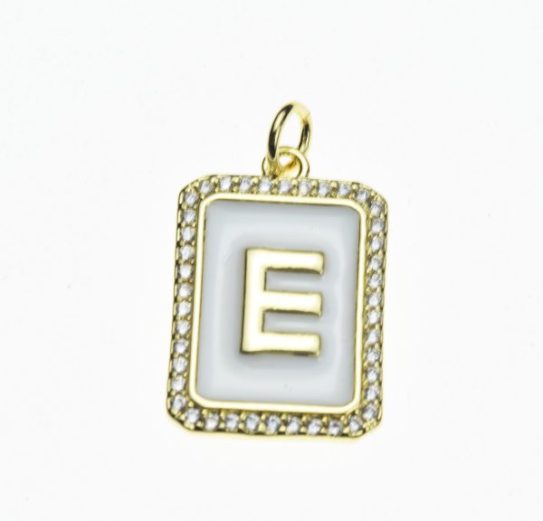 20X13mm Pave CZ Gold Alphabet Letter Enamel Pendants - Image 6