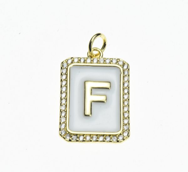 20X13mm Pave CZ Gold Alphabet Letter Enamel Pendants - Image 7