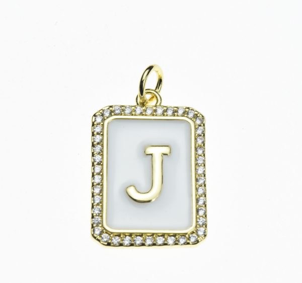 20X13mm Pave CZ Gold Alphabet Letter Enamel Pendants - Image 11