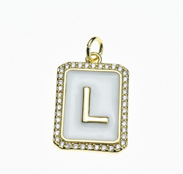 20X13mm Pave CZ Gold Alphabet Letter Enamel Pendants - Image 13