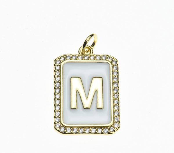 20X13mm Pave CZ Gold Alphabet Letter Enamel Pendants - Image 14