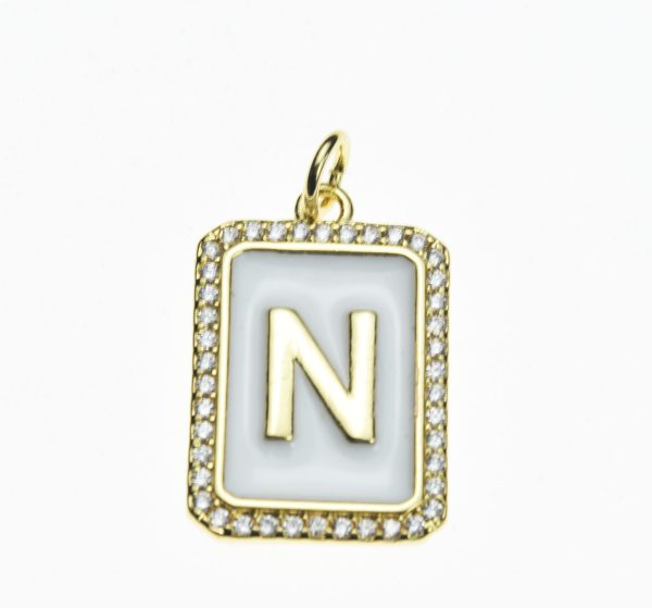 20X13mm Pave CZ Gold Alphabet Letter Enamel Pendants - Image 15