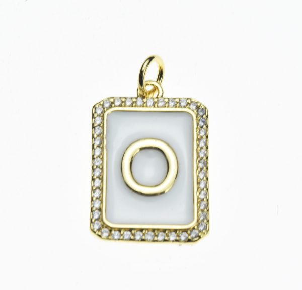 20X13mm Pave CZ Gold Alphabet Letter Enamel Pendants - Image 16
