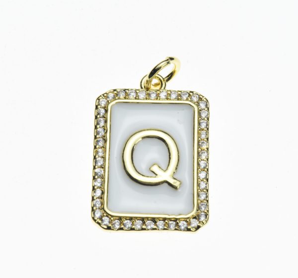 20X13mm Pave CZ Gold Alphabet Letter Enamel Pendants - Image 17