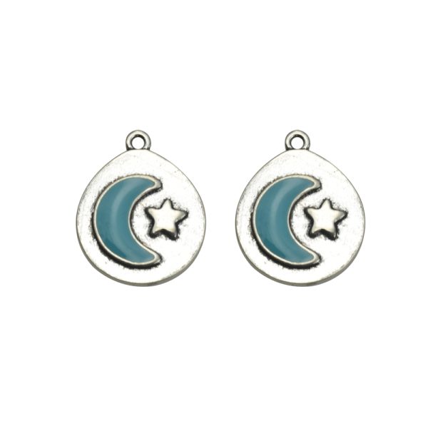 22x18mm Enamel Lead Free Pewter Moon Pendant（B82430）