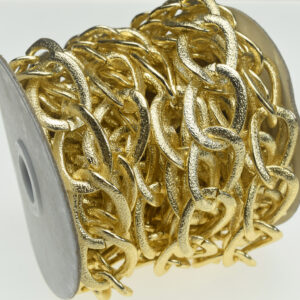 29x21mm Brushed Twisted Gold Oval Aluminum Chain (16.4 Feet in the Roll)（K8305）