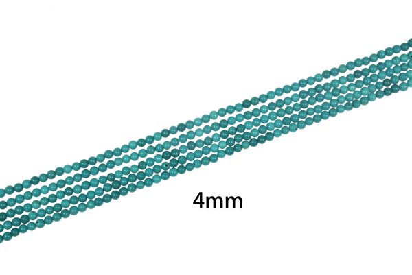 Hight Quality Green Smooth Round Magnesite Turquoise Bead Strand (15 Inches Long) - Image 2