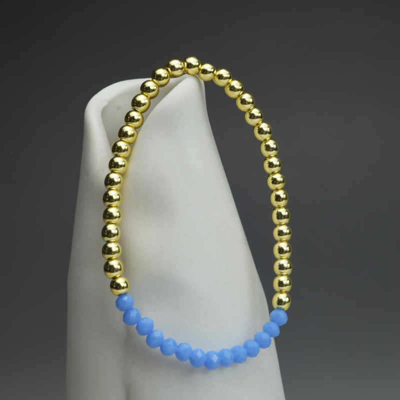 4mm Gold Round Hematite Crystal Stretchy Bracelet (7.5 inches) - Image 9