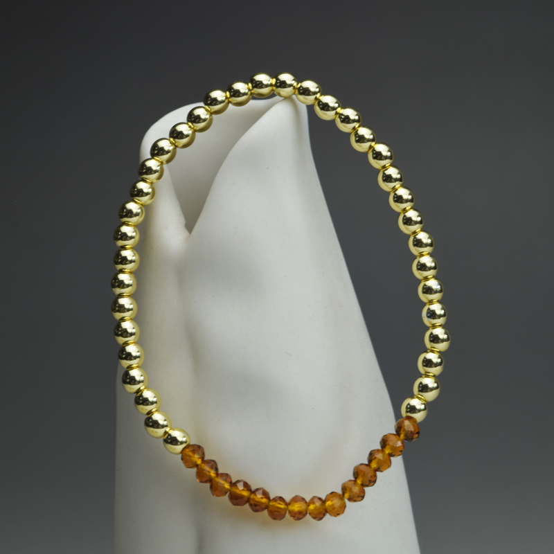 4mm Gold Round Hematite Crystal Stretchy Bracelet (7.5 inches) - Image 12