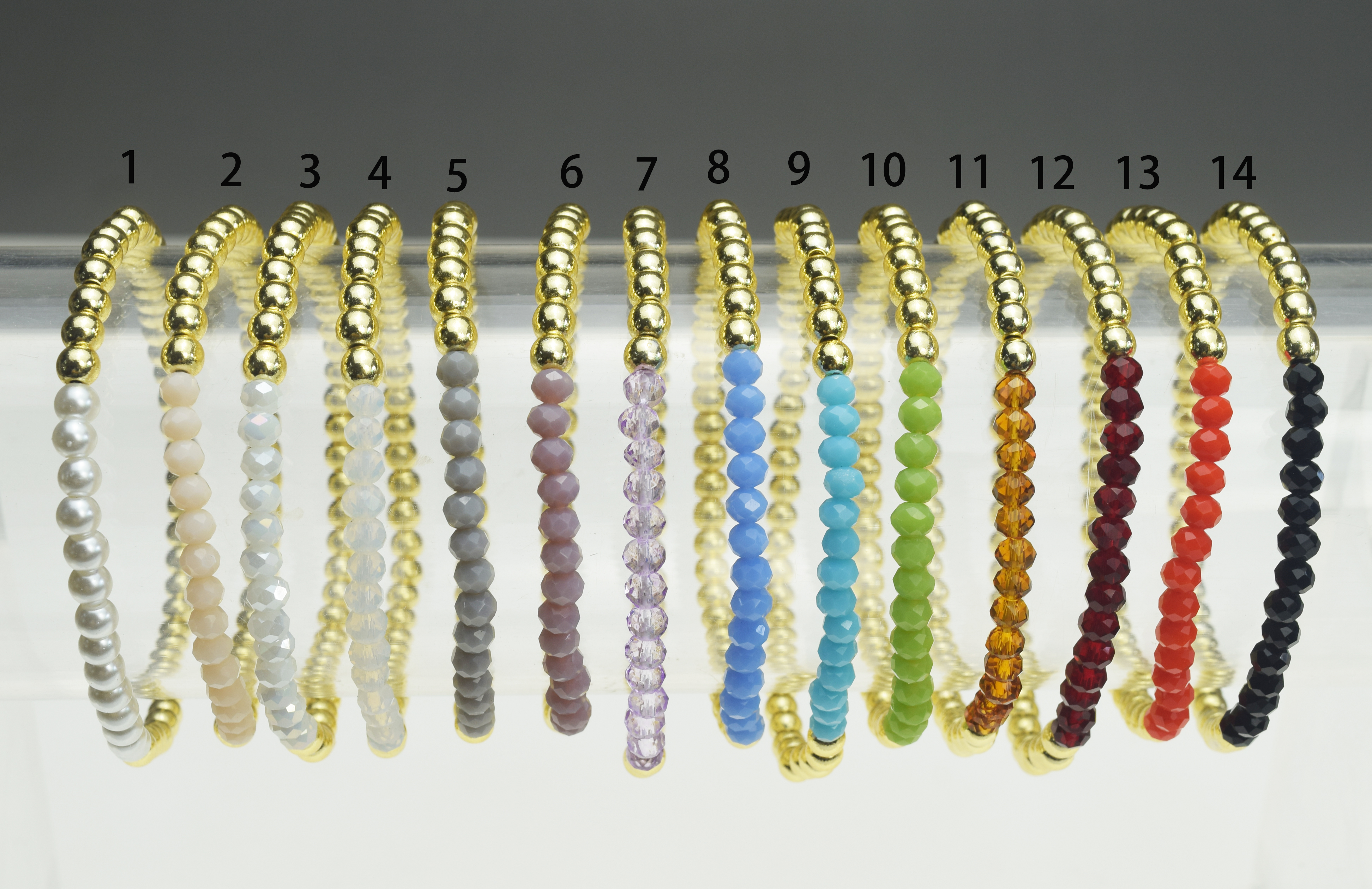 4mm Gold Round Hematite Crystal Stretchy Bracelet (7.5 inches)