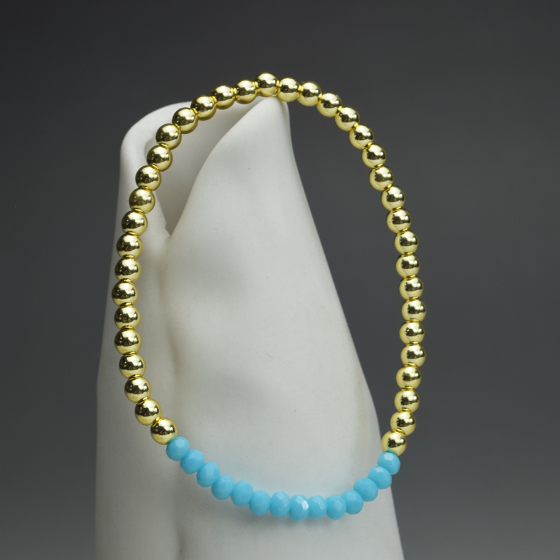 4mm Gold Round Hematite Crystal Stretchy Bracelet (7.5 inches) - Image 10