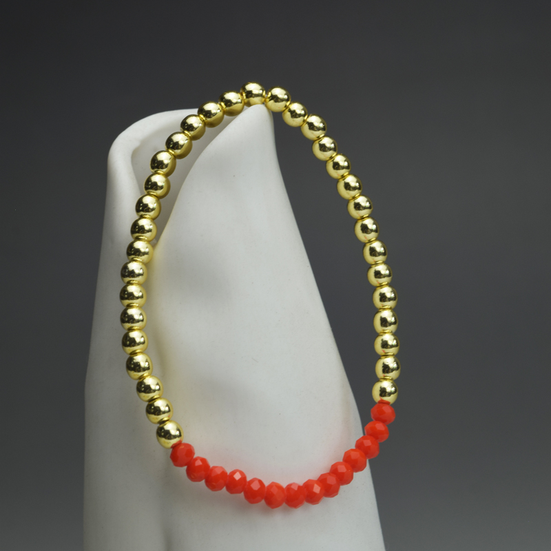 4mm Gold Round Hematite Crystal Stretchy Bracelet (7.5 inches) - Image 14