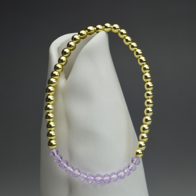 4mm Gold Round Hematite Crystal Stretchy Bracelet (7.5 inches) - Image 8