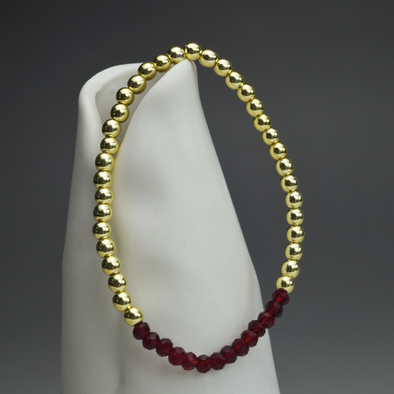 4mm Gold Round Hematite Crystal Stretchy Bracelet (7.5 inches) - Image 13