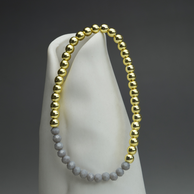 4mm Gold Round Hematite Crystal Stretchy Bracelet (7.5 inches) - Image 6