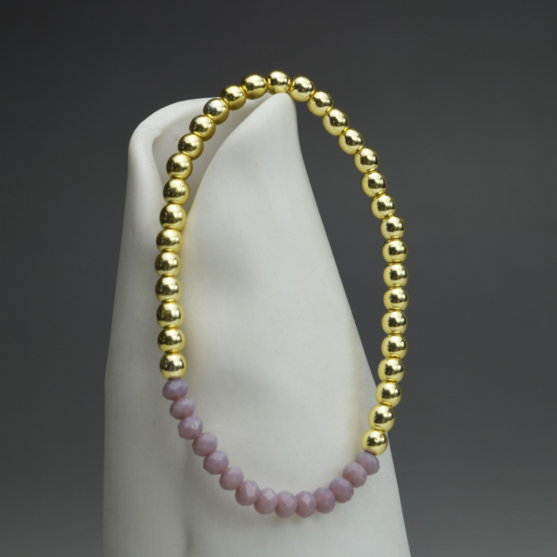 4mm Gold Round Hematite Crystal Stretchy Bracelet (7.5 inches) - Image 7