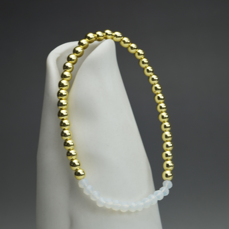 4mm Gold Round Hematite Crystal Stretchy Bracelet (7.5 inches) - Image 5