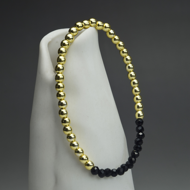 4mm Gold Round Hematite Crystal Stretchy Bracelet (7.5 inches) - Image 15