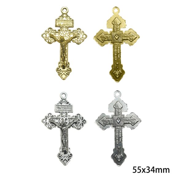 55x34mm Lead Free Pewter Crosses Charm A12024