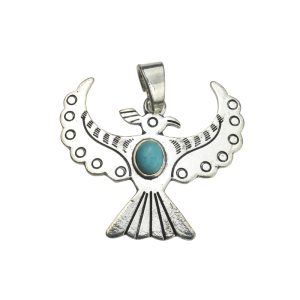 56x48mm Howlite Turquoise with Lead Free Pewter Bird Charm（B75586）