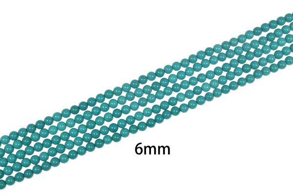 Hight Quality Green Smooth Round Magnesite Turquoise Bead Strand (15 Inches Long) - Image 3