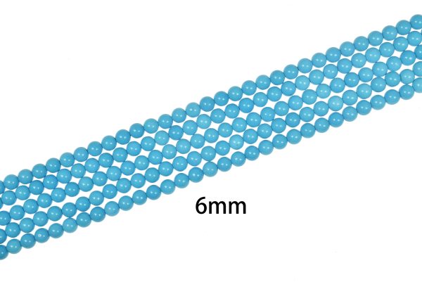 Hight Quality Blue Smooth Round Magnesite Turquoise Bead Strand (15 Inches Long) - Image 2