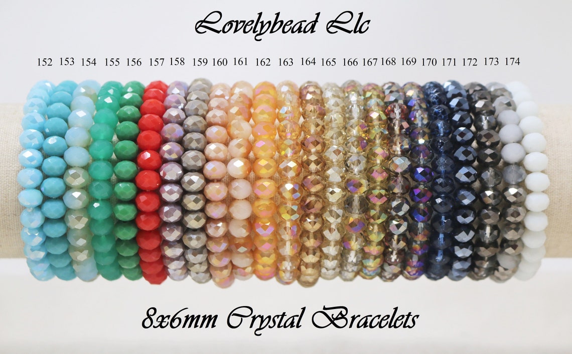 Handmade Stretchy 8x6mm Crystal Bracelets (7.5 inches)