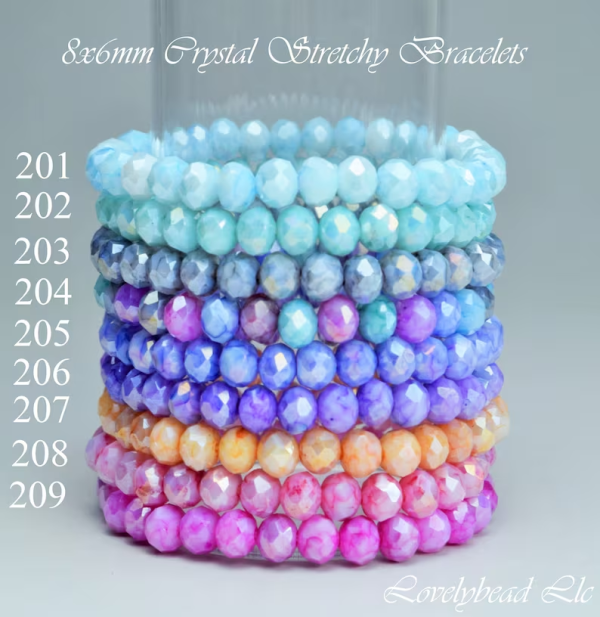 6x8mm Crystal Handmade Stretchy Bracelets (7.5 inches)