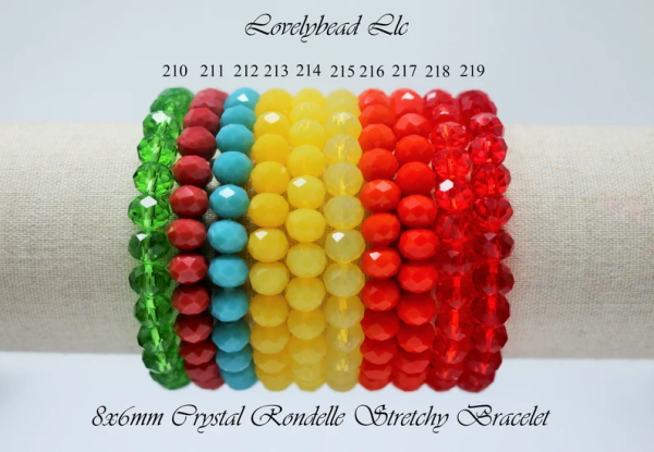 6x8mm Crystal Handmade Stretchy Bracelets (7.5 inches)