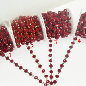 8x6mm Faceted Red Crystal Rondelle Rosary Chain (9.8 Foot per Roll)