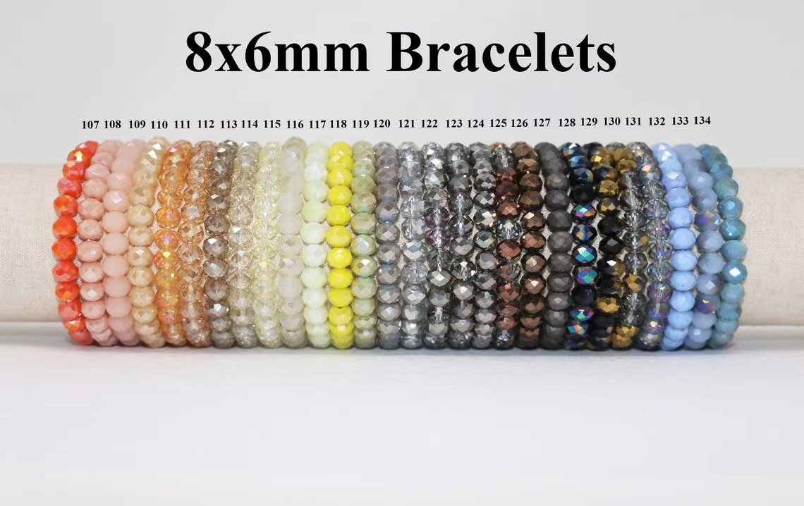 Handmade Stretchy 8x6mm Crystal Bracelets (7.5 inches)
