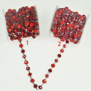 8x6mm Faceted Multicolor Red Crystal Rondelle Rosary Chain (9.8 Foot per Roll)